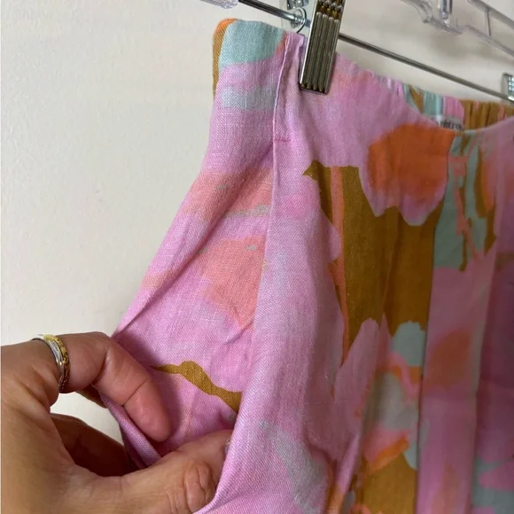 High-Waist Wide-Leg Floral Print Pants - Pink & Brown - Picture 9 of 11